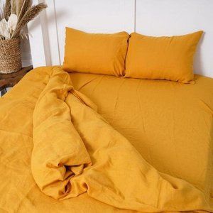 100% Cotton Yellow Duvet Cover w/ buttons